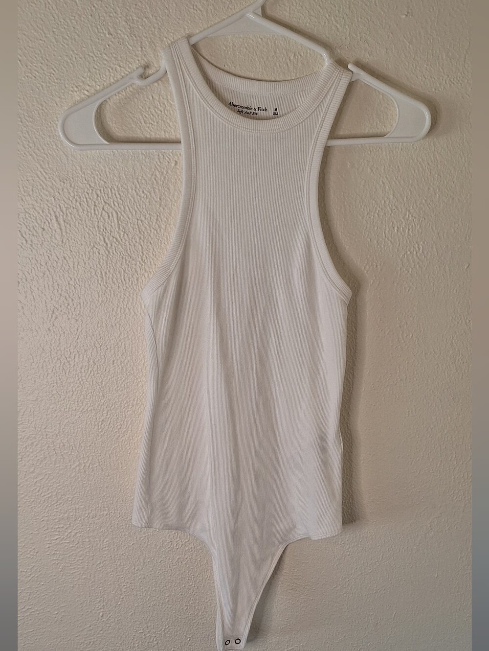 Abercrombie & Fitch White Ribbed Racerback Bodysuit Medium